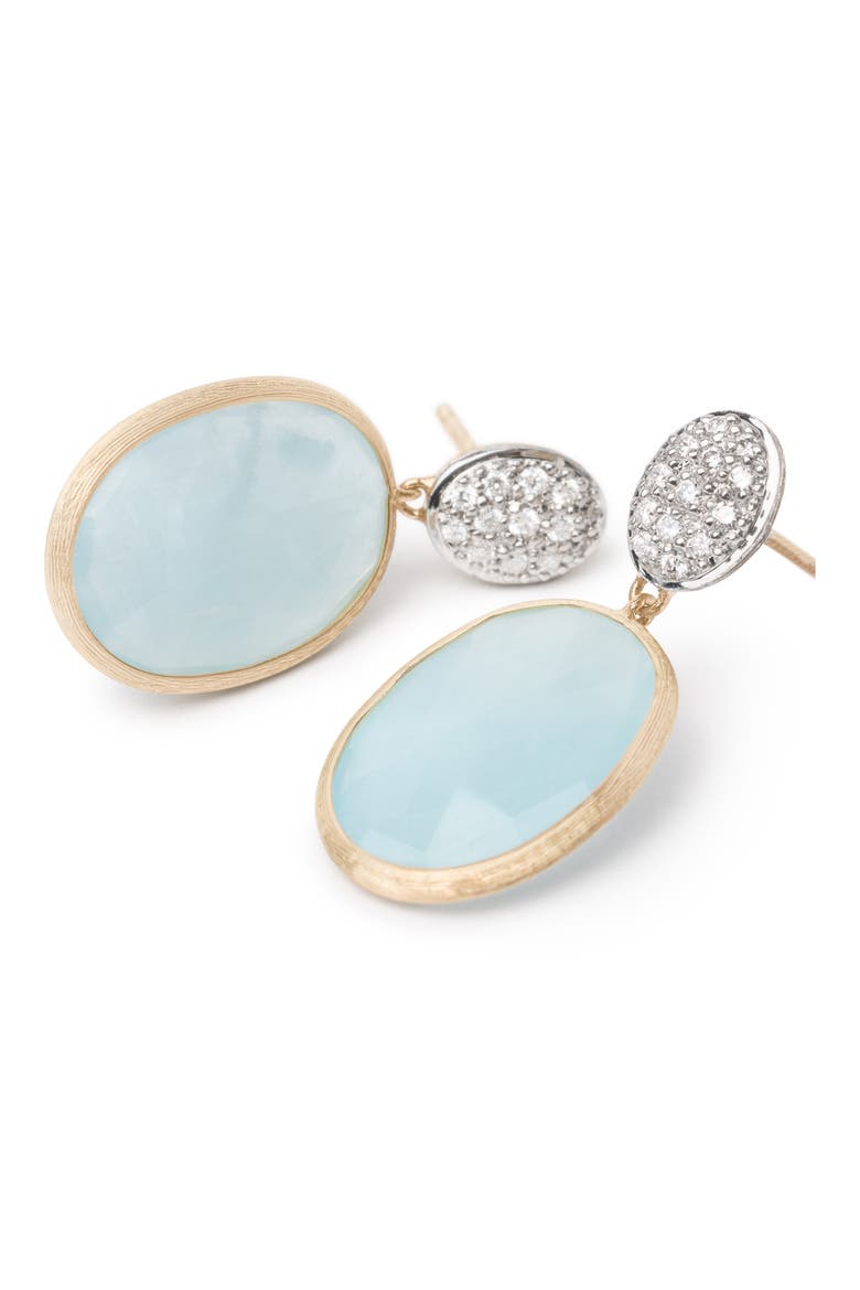 Siviglia Aquamarine & Pavé Diamond Drop Earrings, Alternate, color, YL/ WH GOLD