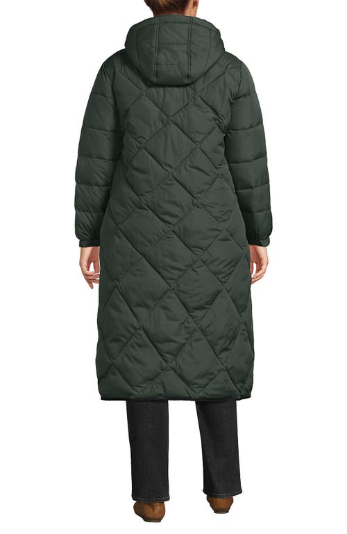 Lands' End Plus Size Featherfree Insulated Diamond Quilted Maxi Coat In Green