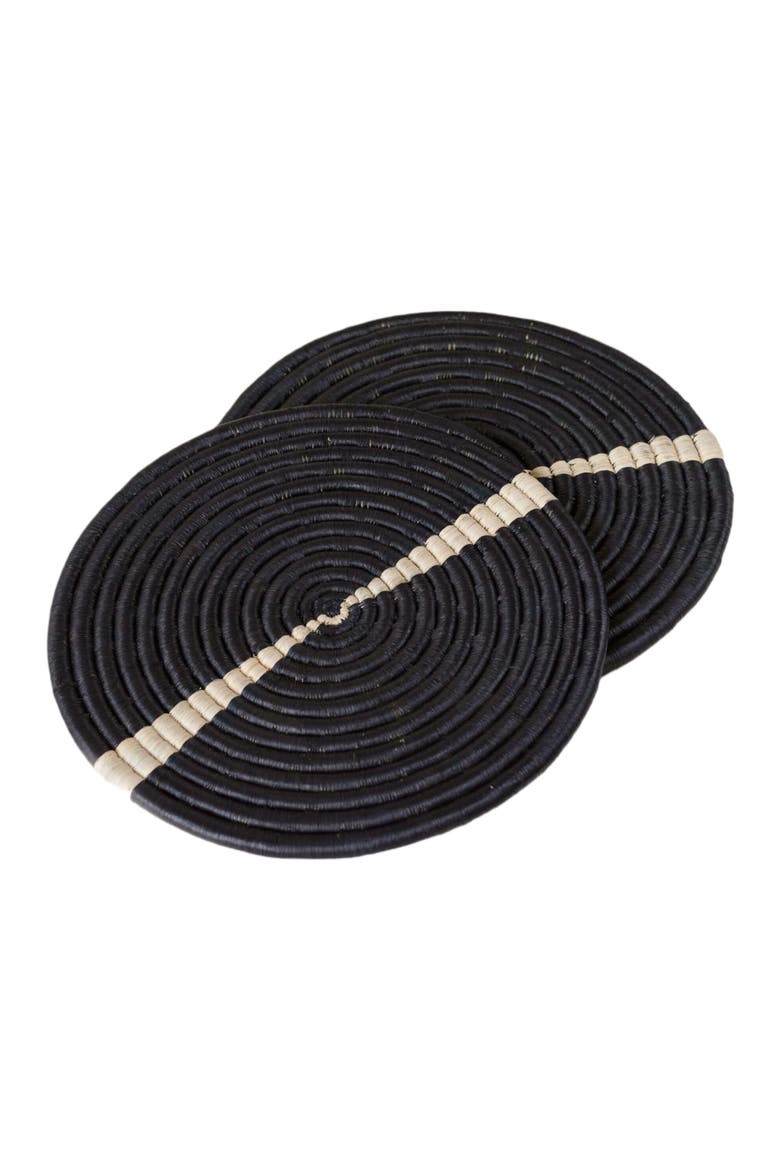 Natural & Black Split Raffia Placemat, Alternate, color, Natural and Black
