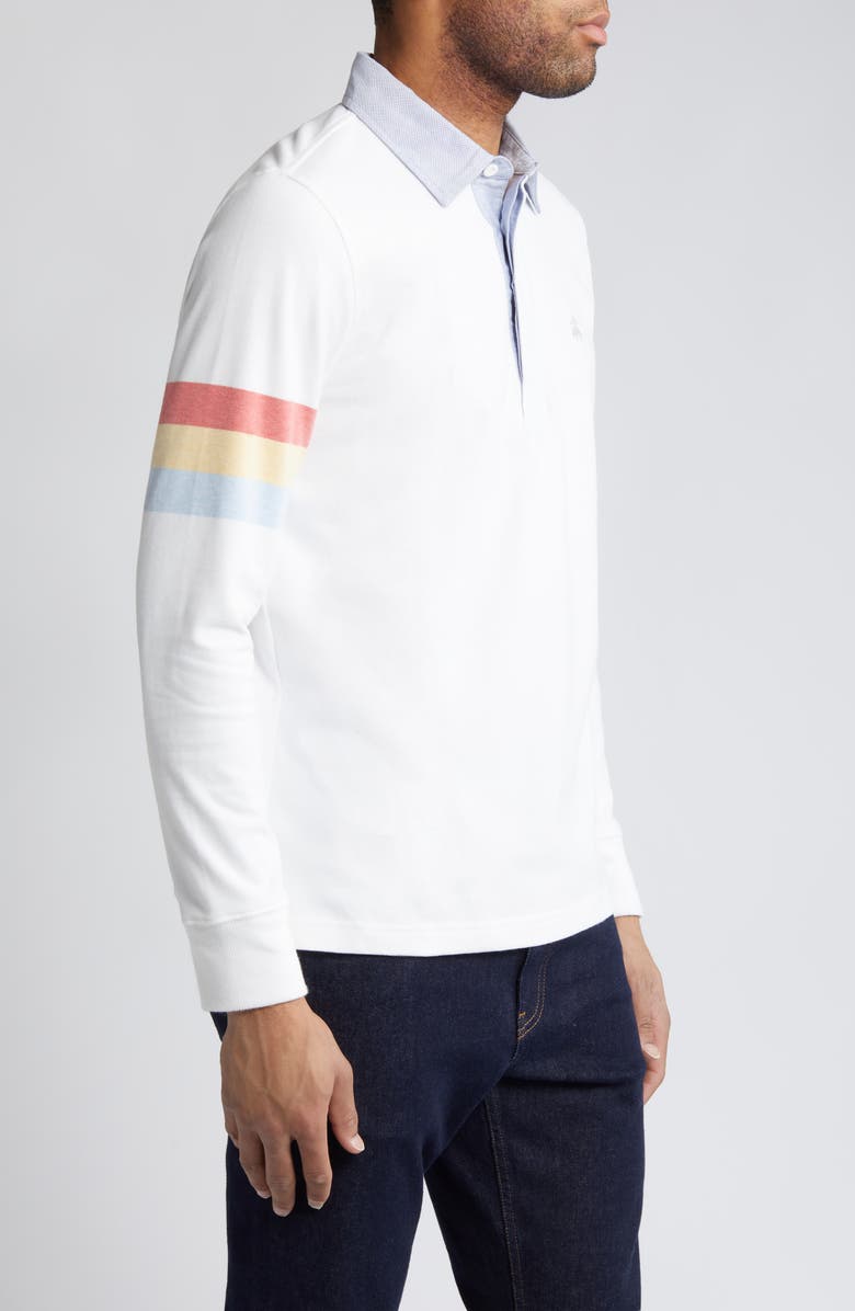 Brooks Brothers Stripe Sleeve Cotton Rugby Shirt, Alternate, color, 