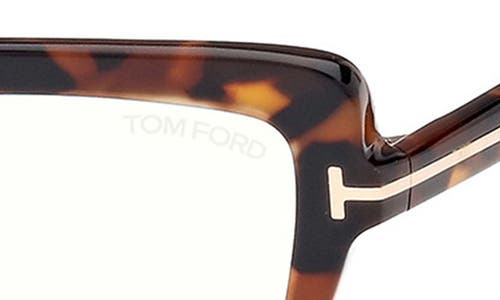 Shop Tom Ford 55mm Cat Eye Blue Light Blocking Optical Glasses In Vintage Havana Eco Black