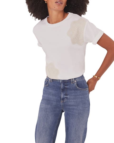 Cotton Crochet Detail T-Shirt