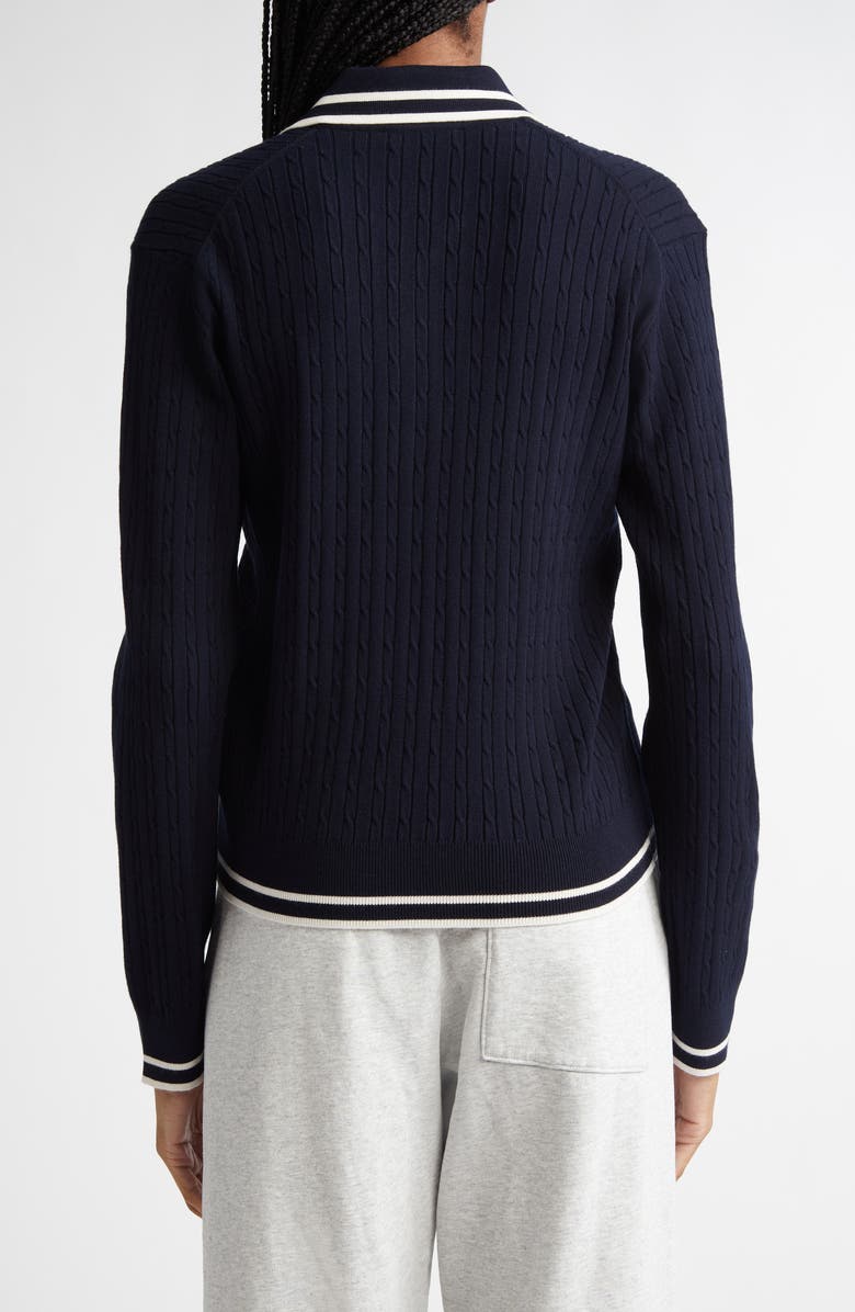 Sporty & Rich Cable Tipped Long Sleeve Polo Sweater, Alternate, color, 