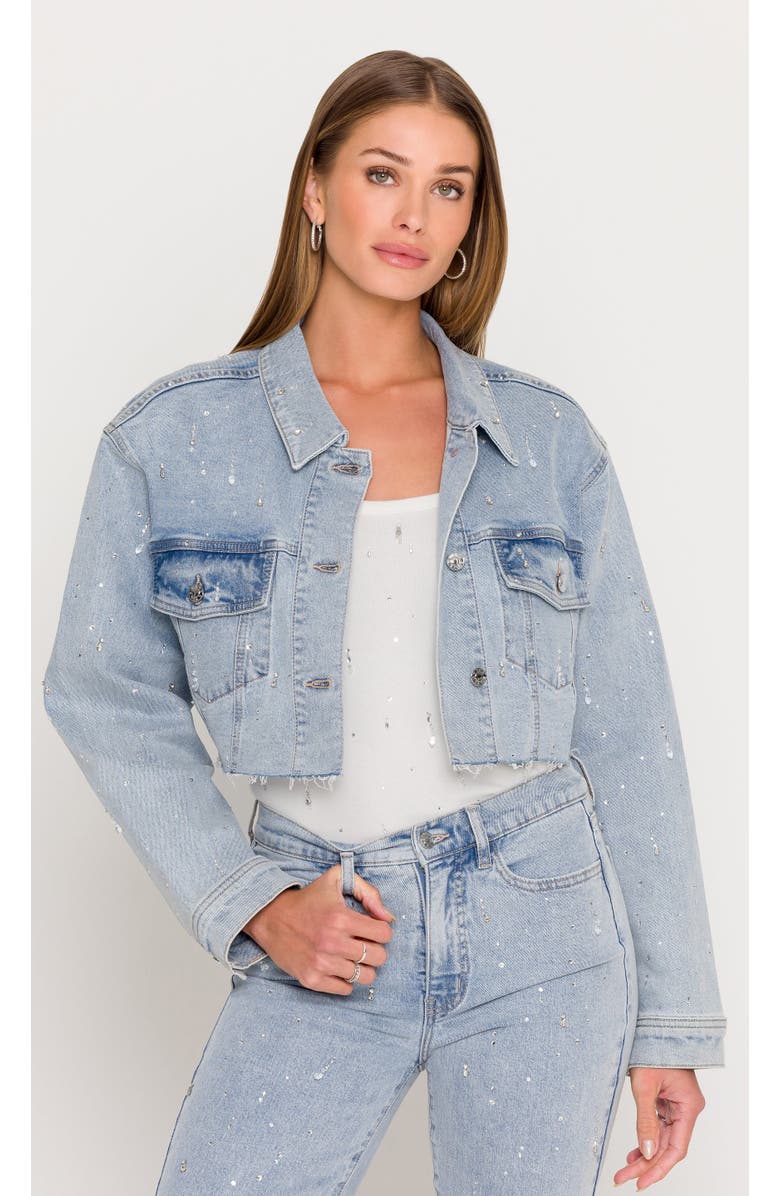 Generation Love Delan Embellished Denim Jacket, Main, color, Light Blue