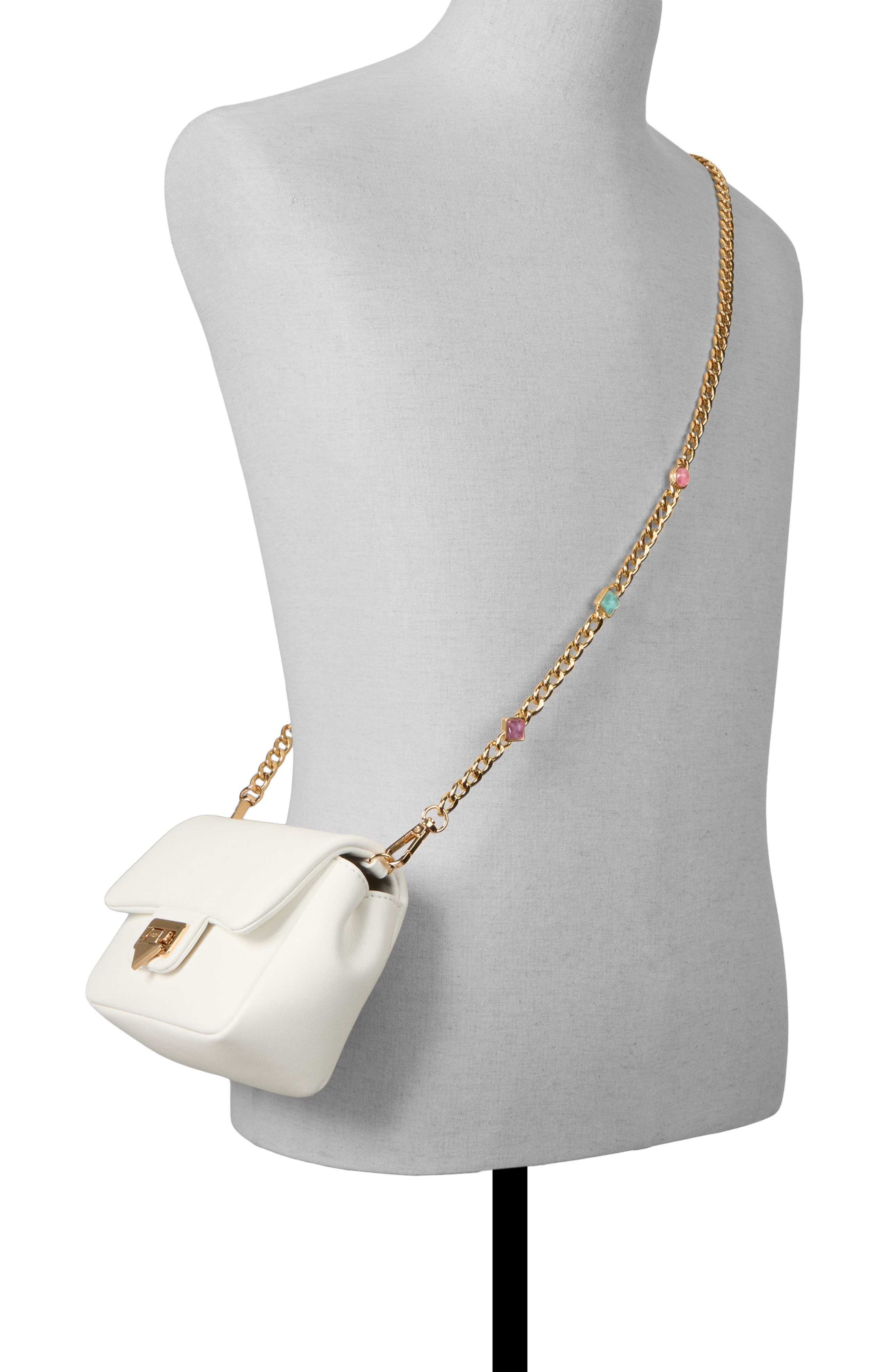 ALDO Bbellagemmx Faux Leather Crossbody Bag, Alternate, color, Other White