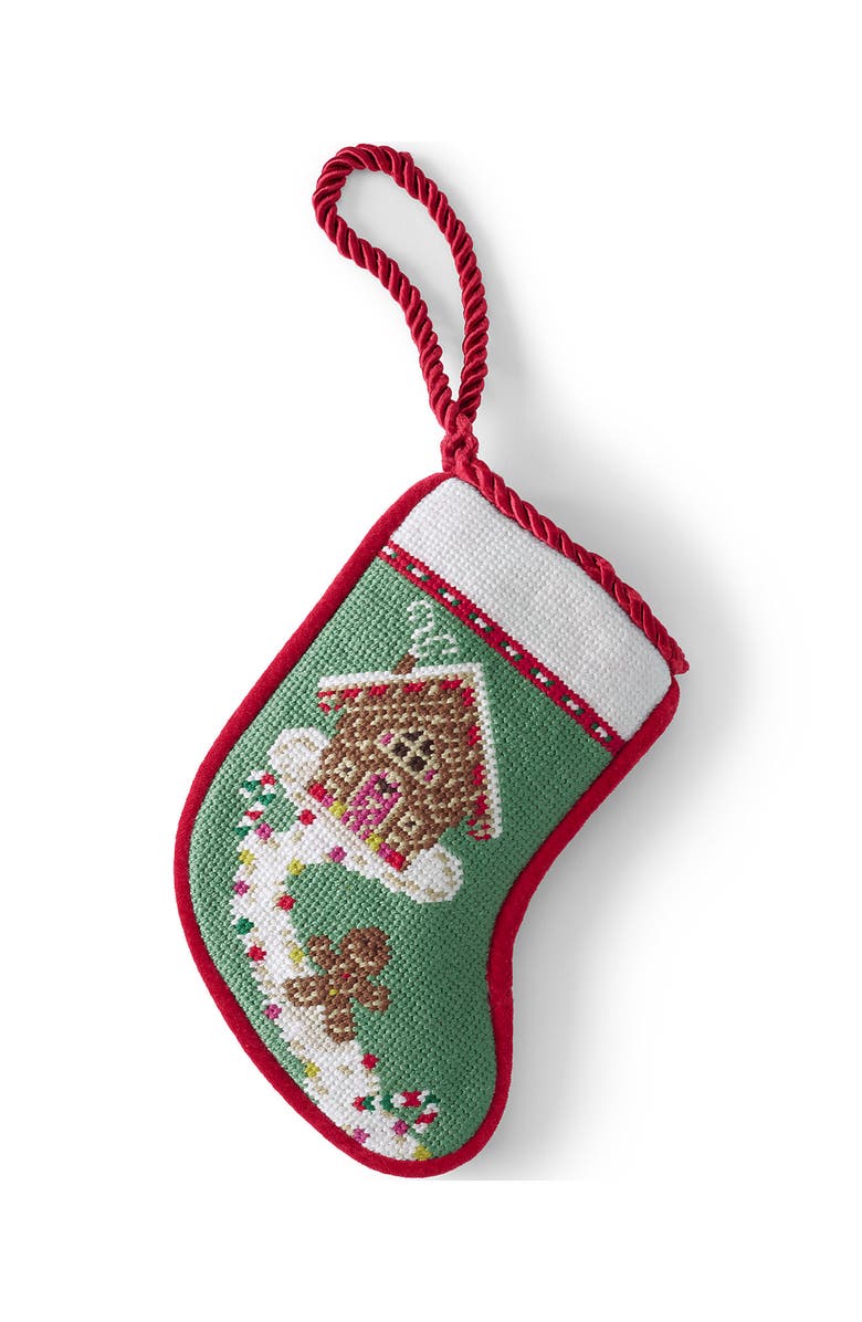 Lands' End Mini Needlepoint Christmas Stocking, Main, color, Gingerbread