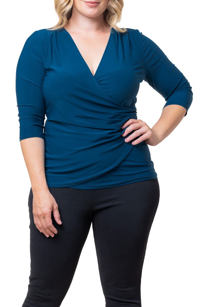 Faux Wrap Top, Main, color, AEGEAN BLUE