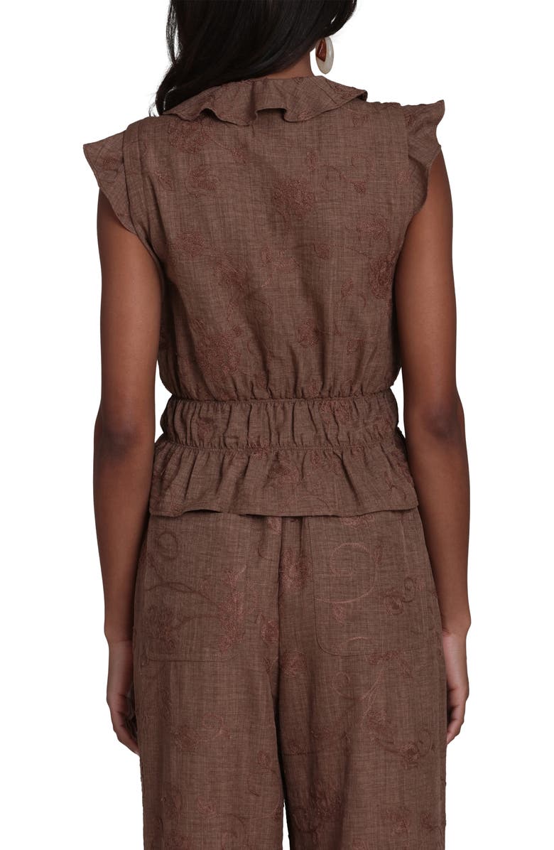 Bagatelle Tie Front Smocked Top, Alternate, color, Cafe