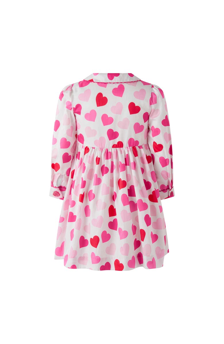 Rachel Riley Scatter Heart Button Front Dress, Alternate, color, Pink