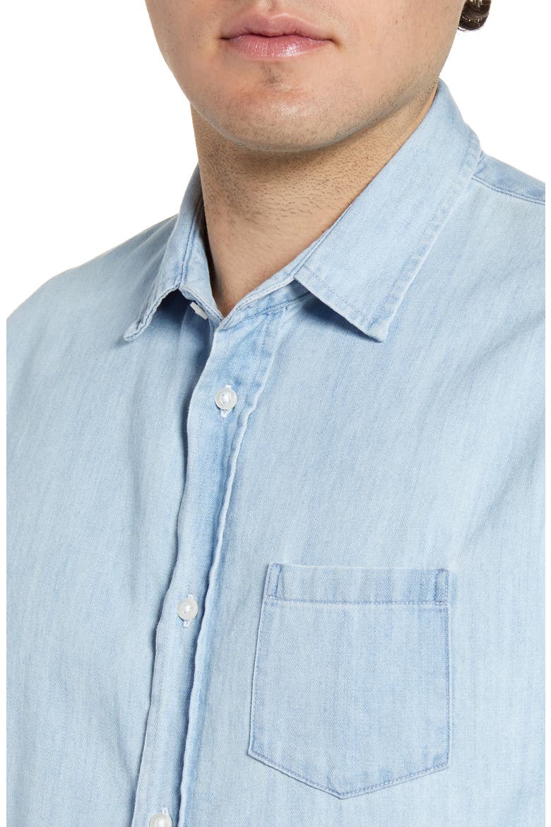 Luke Regular Fit Chambray Button-Up Sport Shirt, Alternate, color, CLASSIC BLUE WASH