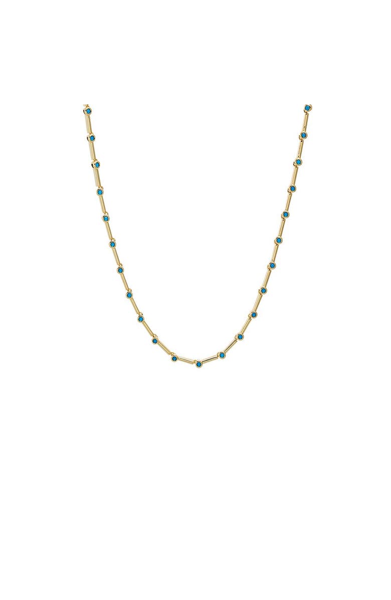 BY ADINA EDEN Colored CZ Stationed Bar Tennis Necklace, Main, color, Turquoise