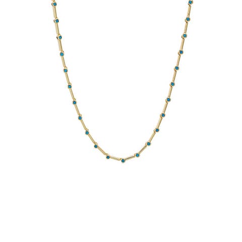 Colored CZ Stationed Bar Tennis Necklace