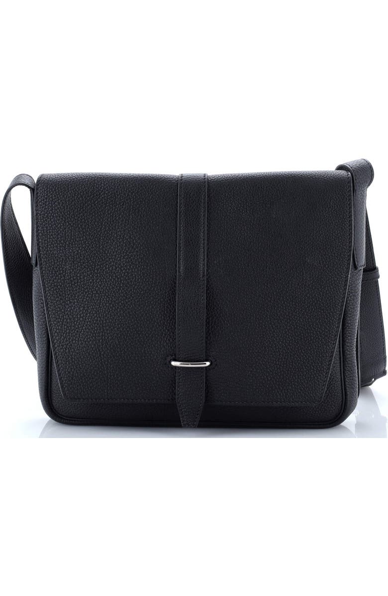 Pre-Owned Hermes Steve Light Junior Messenger Bag Togo, Main, color, Bleu Indigo