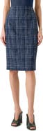 Akris Plaid Wool Blend Tweed Pencil Skirt
