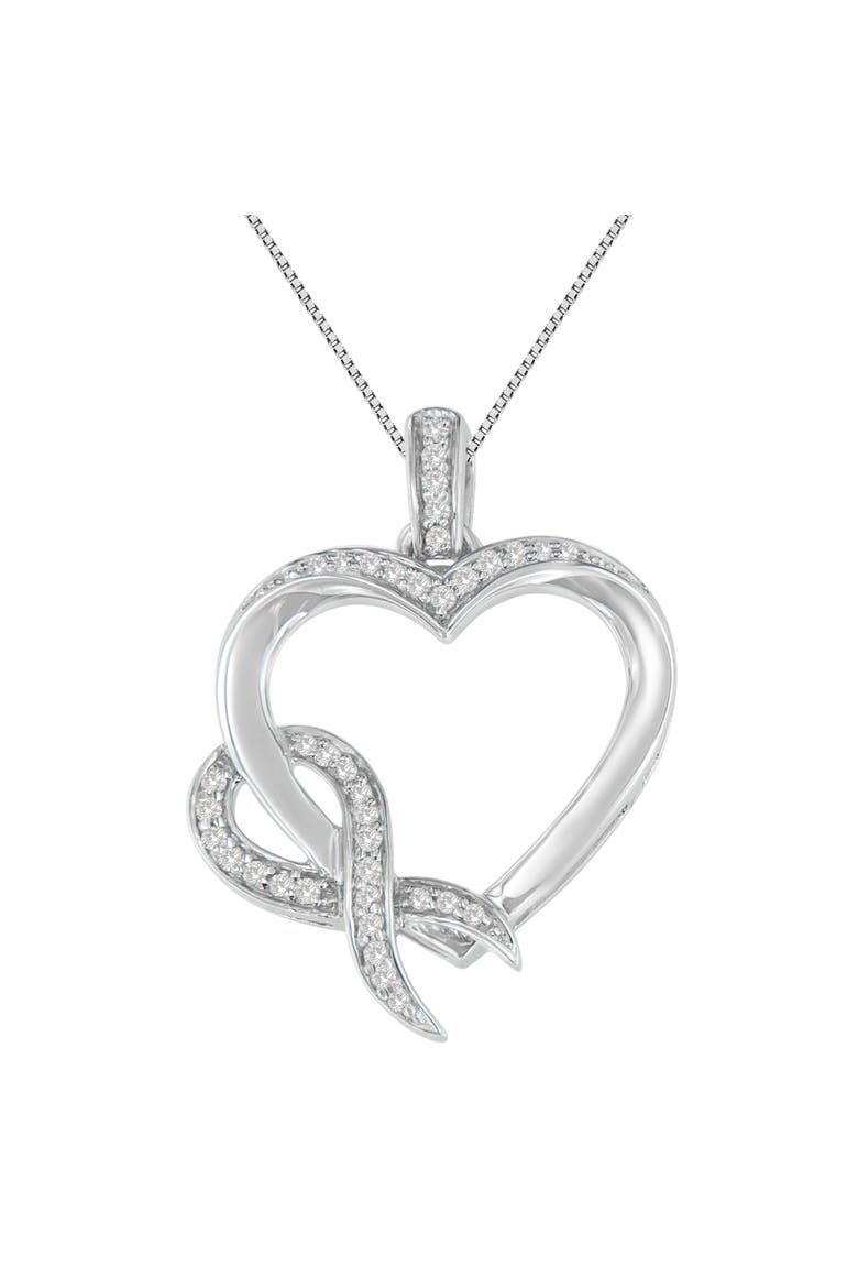 Silver 1/6 cttw Diamond Heart Pendant Necklace, Alternate, color, White