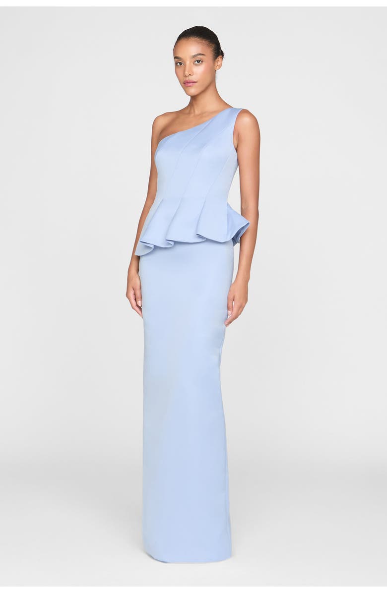 Theia Zenobia Duchess Satin Gown, Alternate, color, Serenity Blue