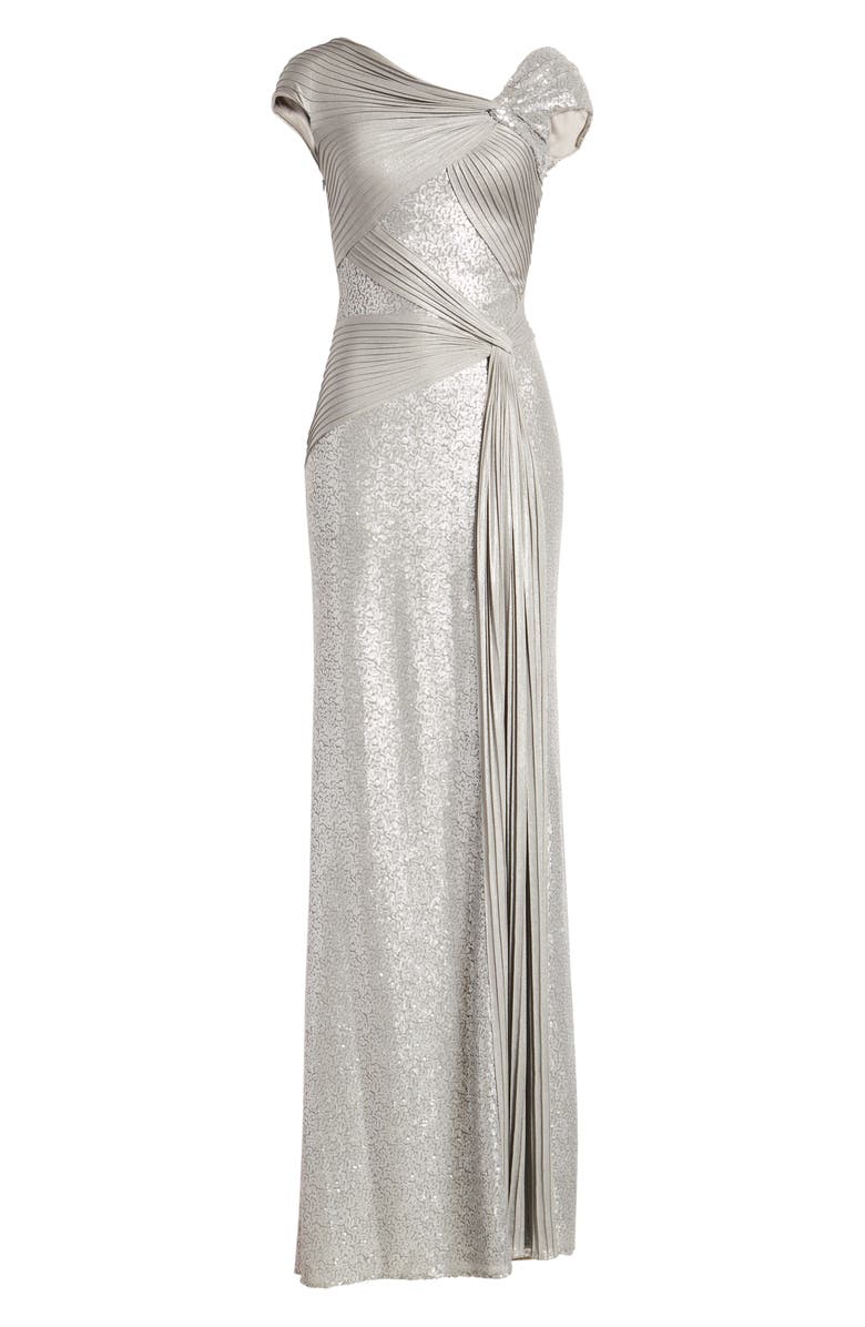 Tadashi Shoji Pintuck Sequin Gown, Alternate, color, 