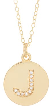 Adornia Water Resistant Cubic Zirconia Initial Disc Pendant Necklace