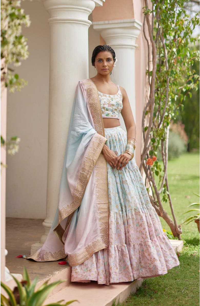 RAAS Bethany Hand Tie Dye Lehenga Choli, Alternate, color, Light Blue Multi