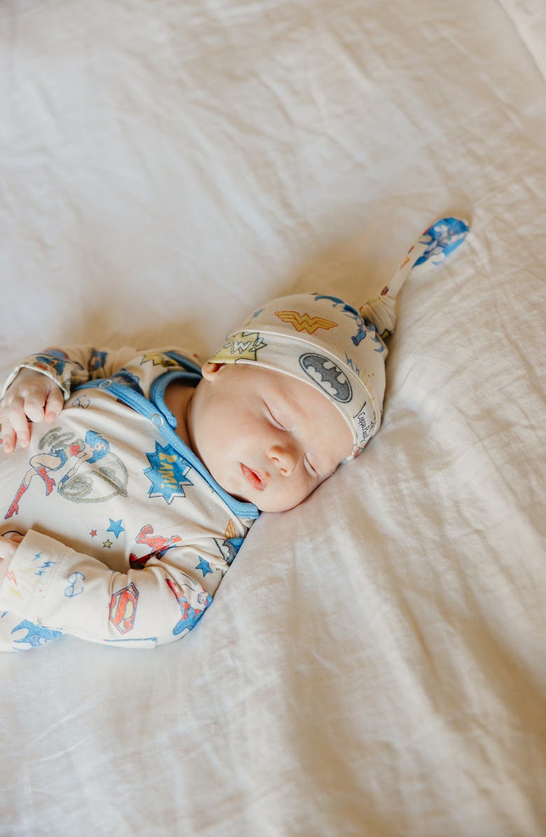 Copper Pearl Justice League Newborn Knotted Gown, Alternate, color, Light Beige