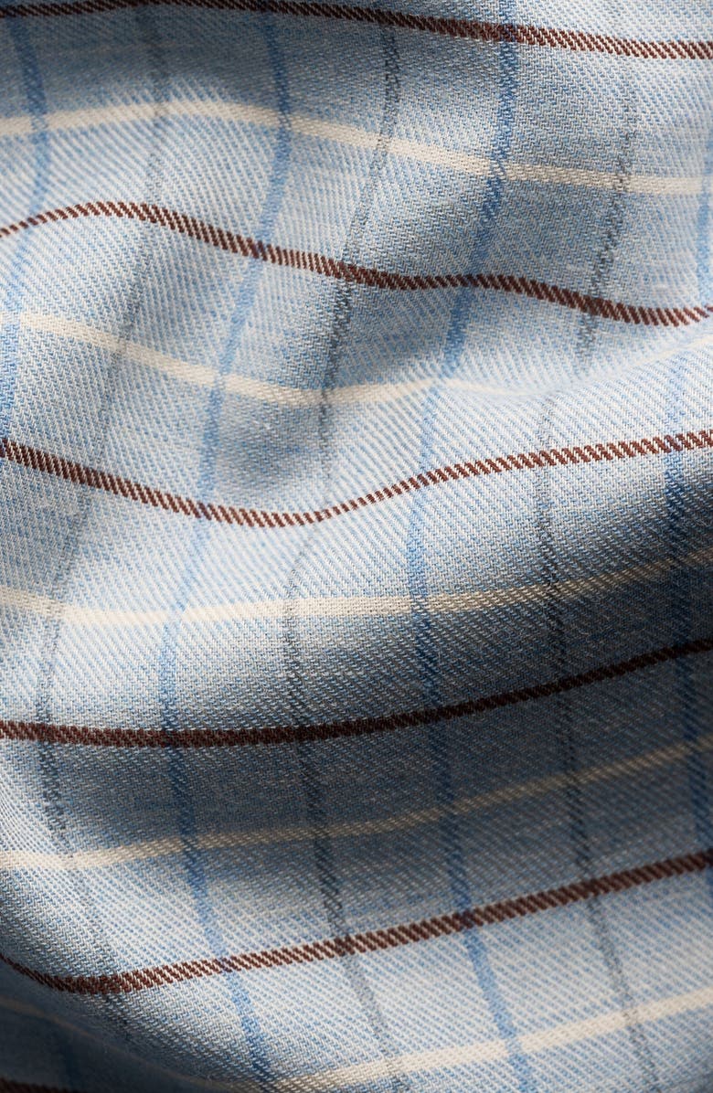 Eton Slim Fit Check Flannel Dress Shirt, Alternate, color, Light Blue