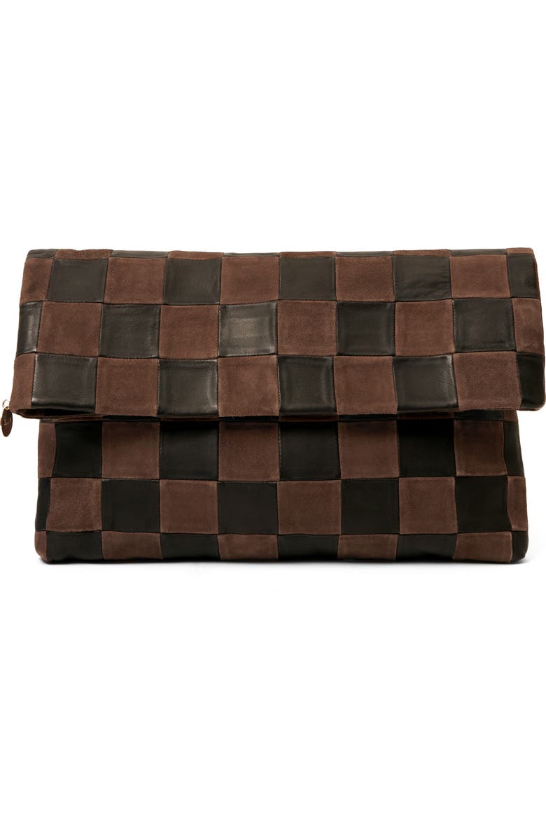 Clare V. Carryall Checkered Leather Clutch, Main, color,