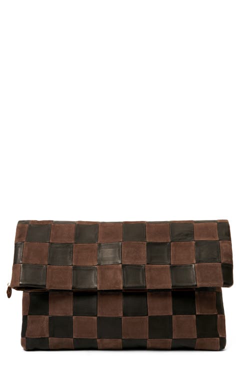 Carryall Checkered Leather Clutch