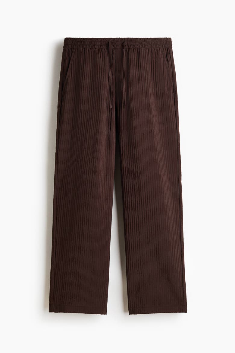 Relaxed Fit Textured Trousers, Main, color, Dark brown