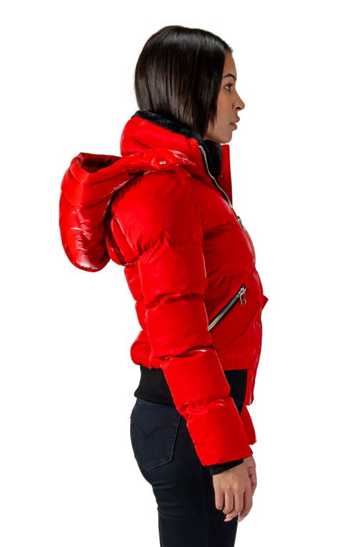 Woodpecker Woody Water Resistant Faux Fur Lined Hooded Quilted Puffer Jacket In All Wet Red