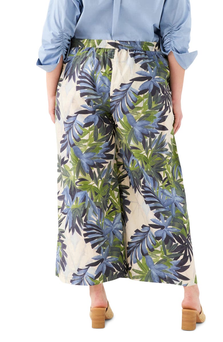 Karen Kane Frond Print Cotton Drawstring Wide Leg Pants, Alternate, color, Print