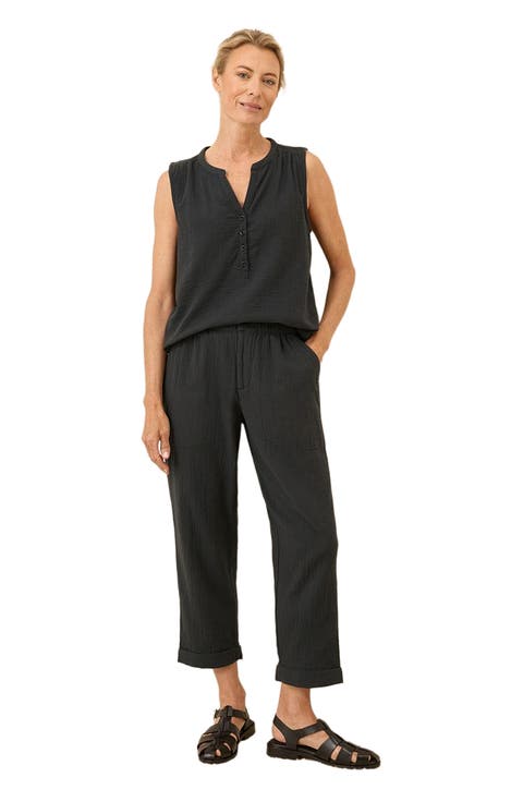 Organic Cotton Coastal Double Gauze Rolled Cuff Pant