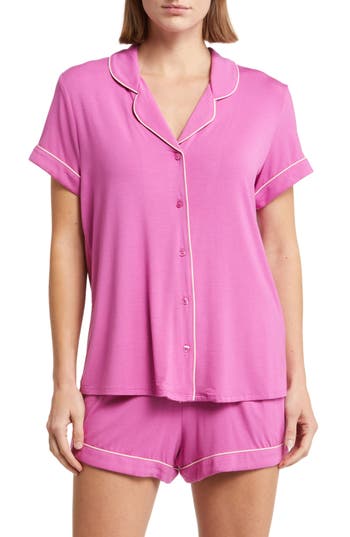 Nordstrom Moonlight Eco Long Sleeve Stretch Modal Short Pajamas In Purple Orchid