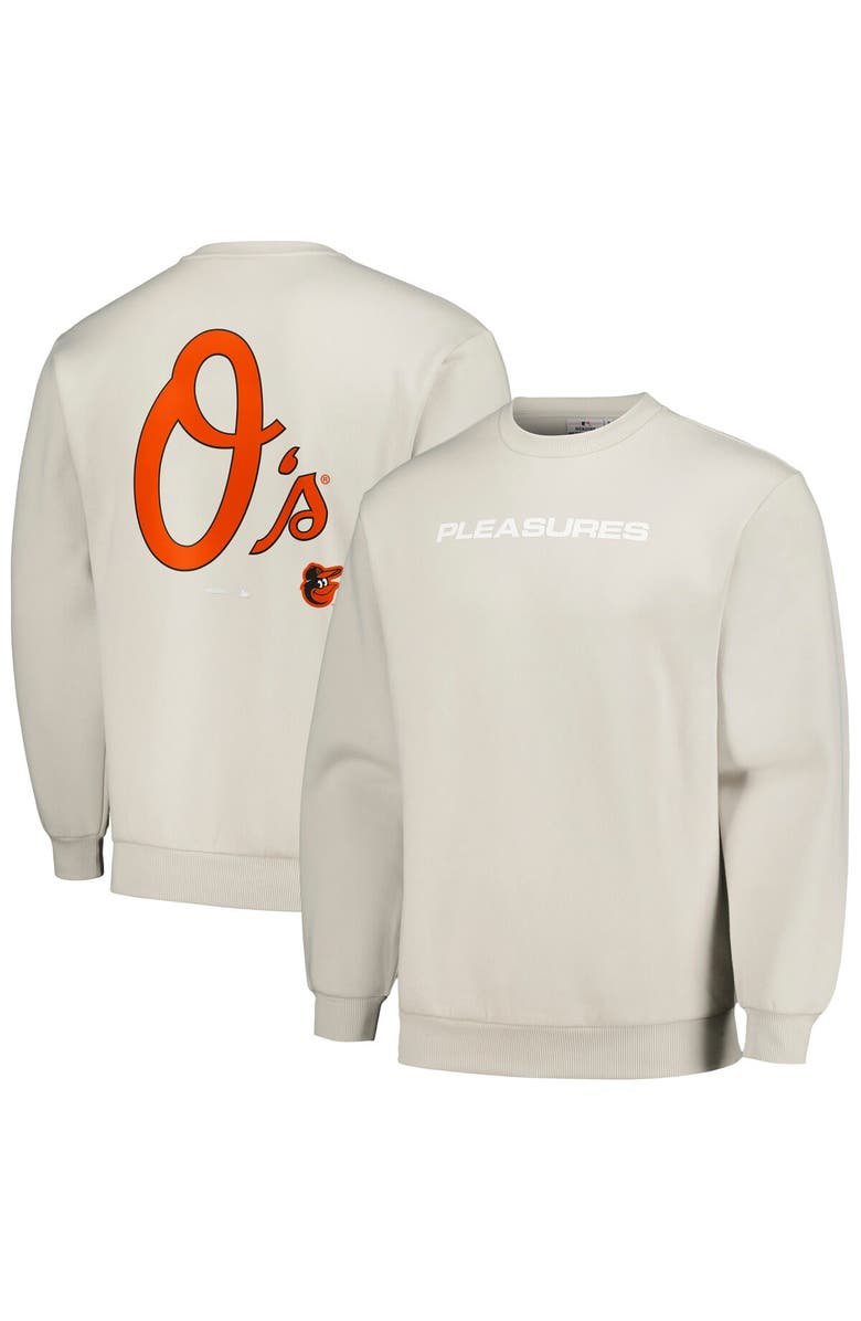 PLEASURES Men's PLEASURES Gray Baltimore Orioles Ballpark Pullover Sweatshirt, Alternate, color, 
