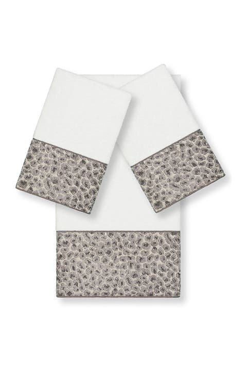 Spots 3-Piece Embellished Towel - White