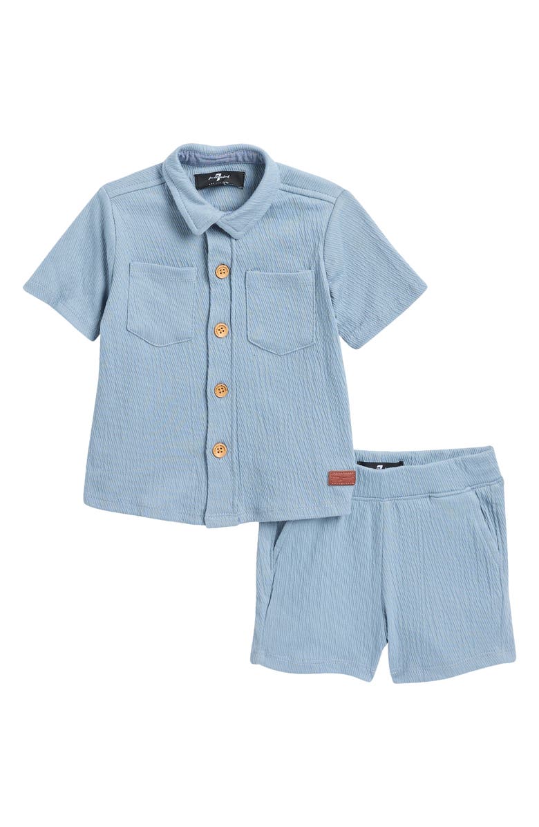 7 For All Mankind Co-Ord Button-Up Shirt & Shorts Set, Main, color,