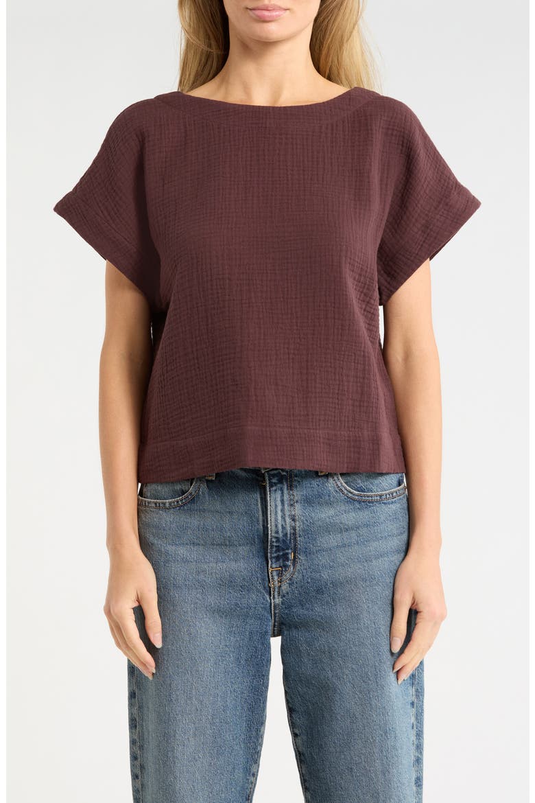 Cotton Gauze Top, Main, color, CHOCOLATE RAISIN