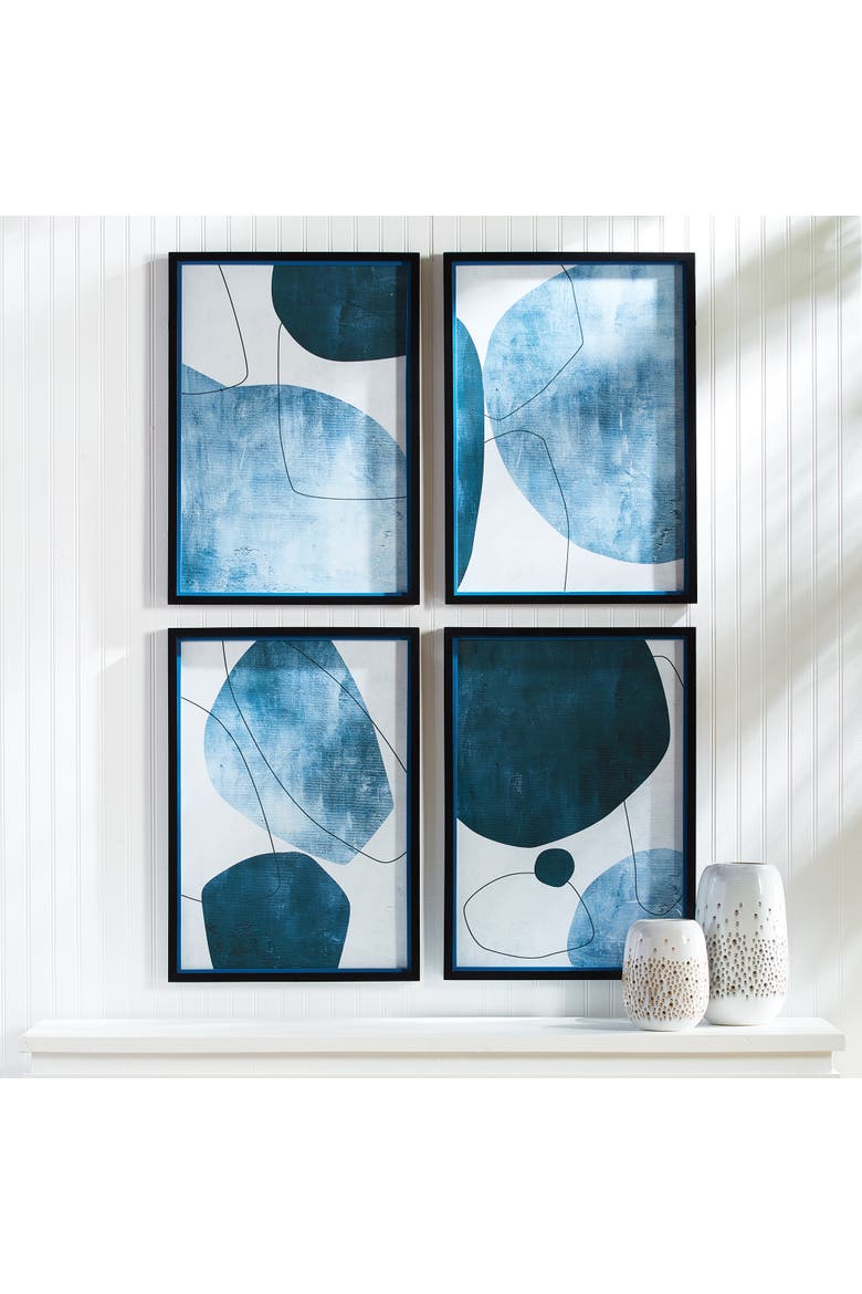 Abstract Ecliptic Prints Set of 4, Alternate, color, Blue