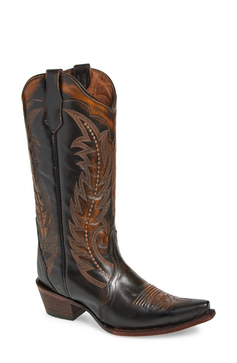 Contrast Embroidery Tall Western Boot (Women)