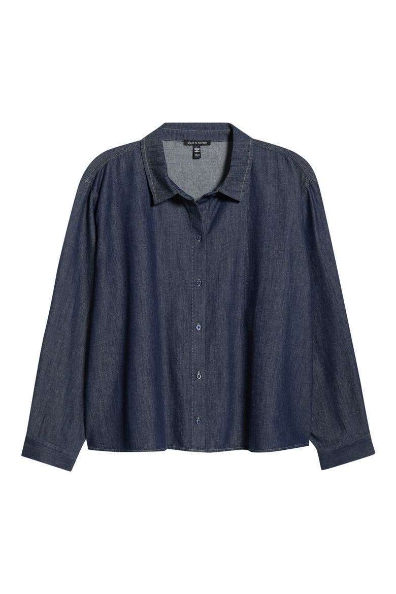Button Front Denim Shirt, Alternate, color, DARK INDIGO