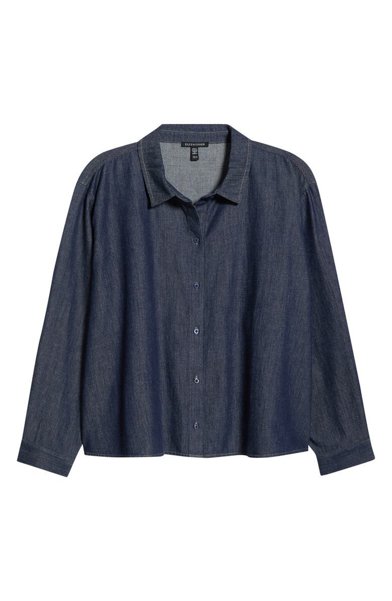 Eileen Fisher Button Front Denim Shirt, Alternate, color, Dark Indigo
