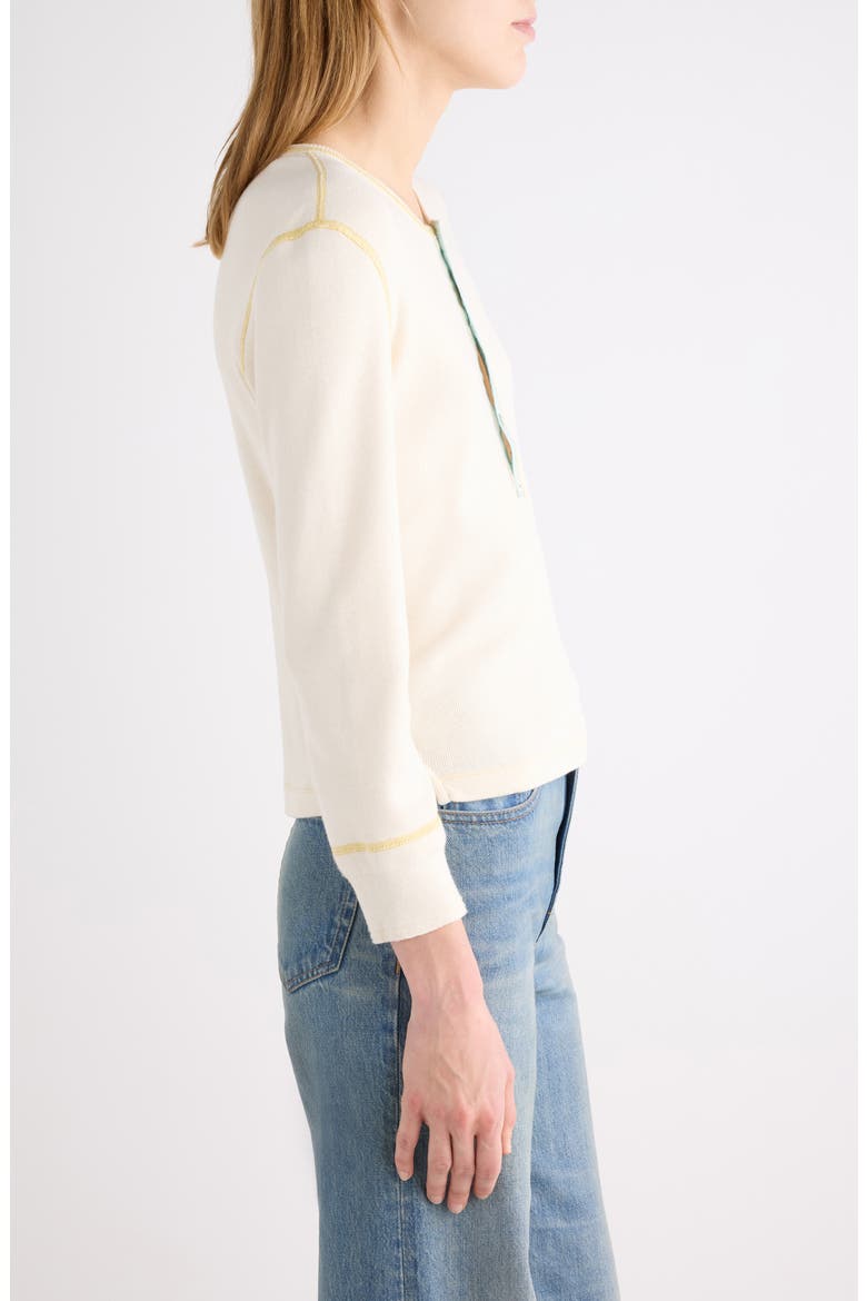 Colorblock Long Sleeve Flatlock Rib Jersey Henley T-Shirt, Alternate, color, NATURAL WHITE