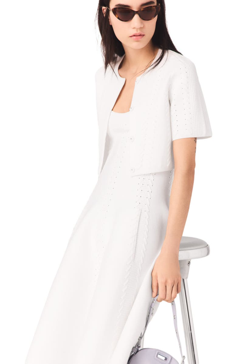 maje Cropped cardigan, Alternate, color, White