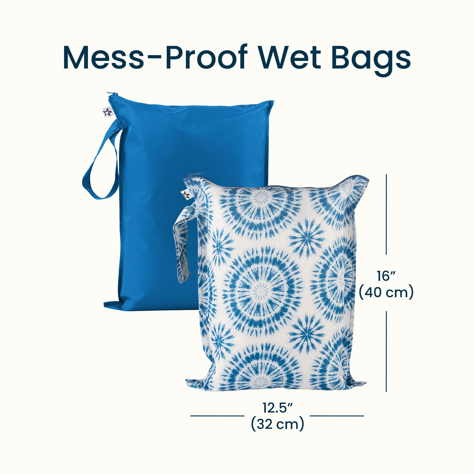 Tiny Twinkle Mess-Proof Waterproof Washable Baby/Toddler Wet Bags, Alternate, color, Blue Tie Dye