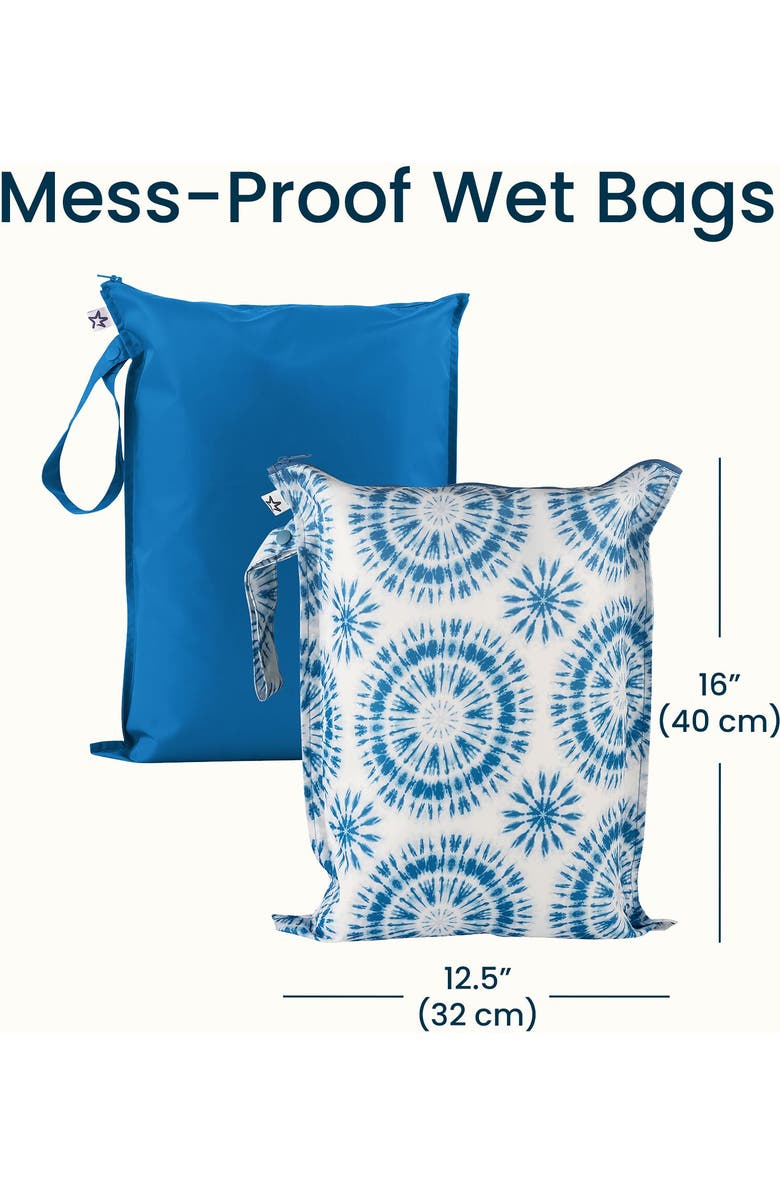 Tiny Twinkle Mess-Proof Waterproof Washable Baby/Toddler Wet Bags, Alternate, color, Blue Tie Dye