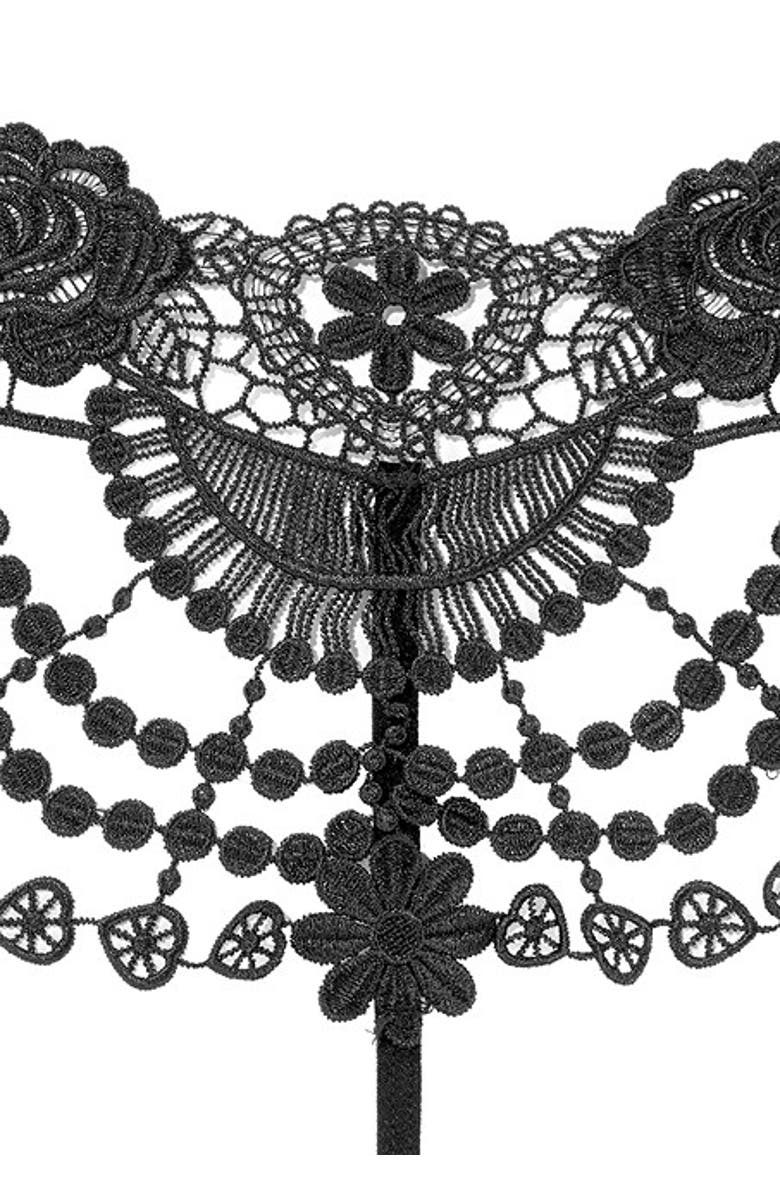 LASCANA Women's Embroidered Lace Thong, Alternate, color, Black