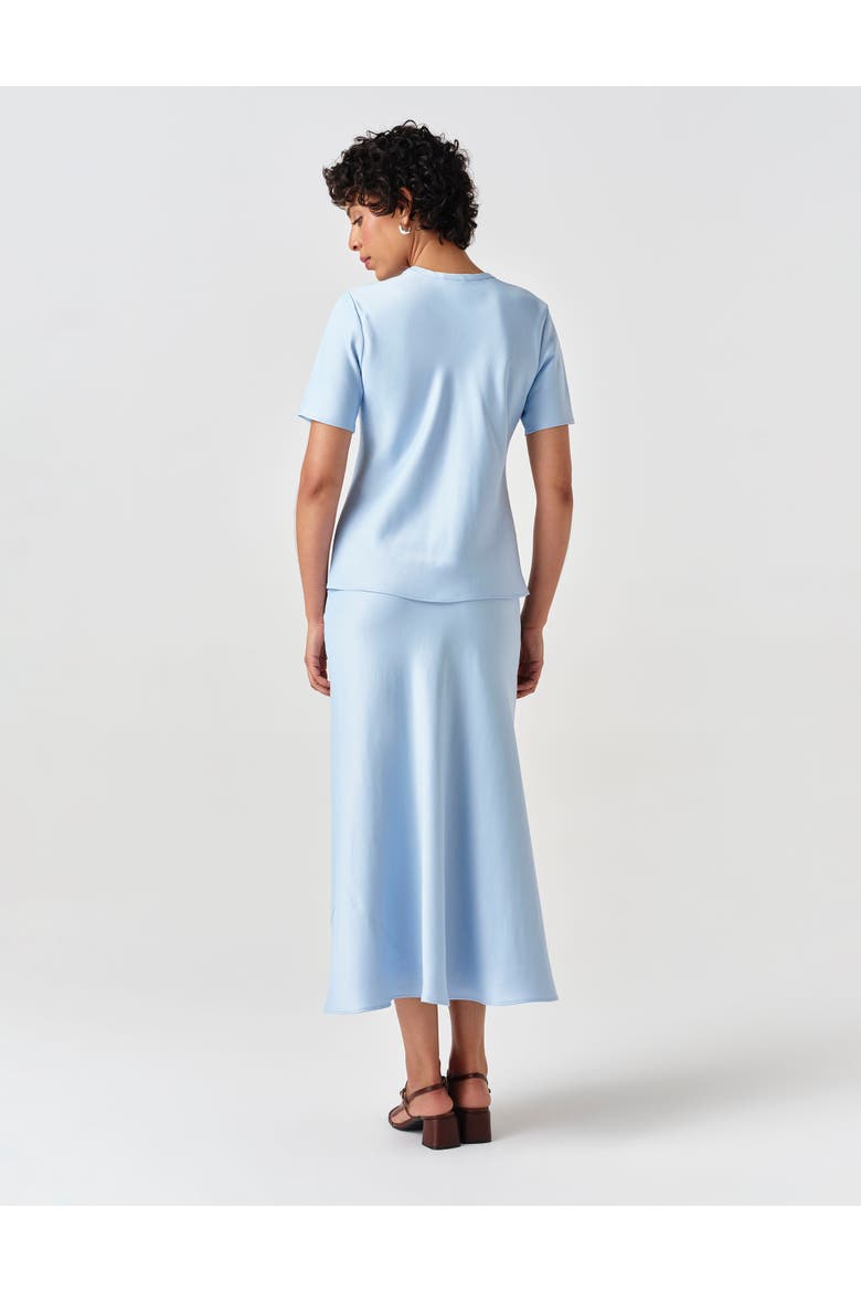 Ria Short Sleeve Satin Top, Alternate, color, Light Blue