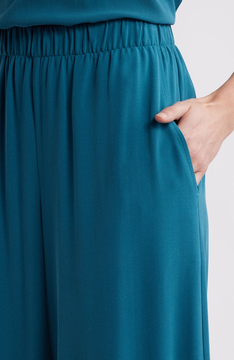 Eileen Fisher Silk Crepe Georgette Ankle Wide Leg Pants, Alternate, color, Harbr