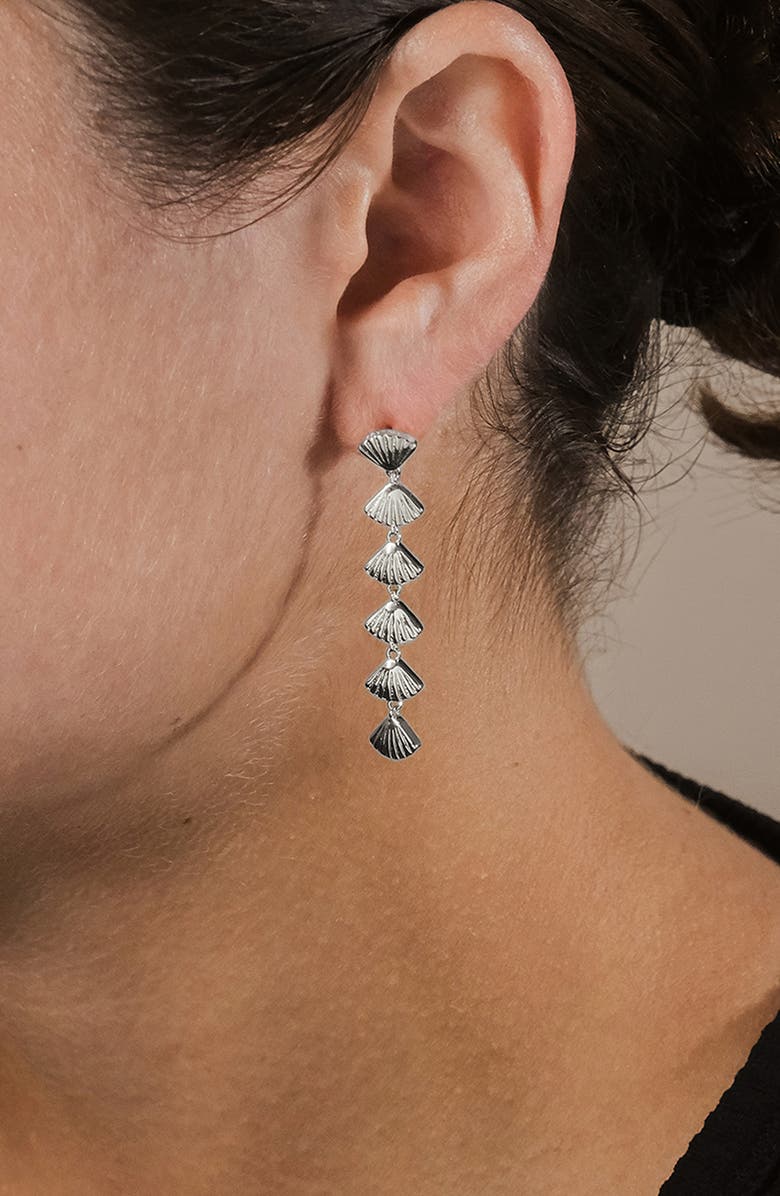 Sterling Forever Scallop Shell Linear Drop Earrings, Alternate, color, Silver