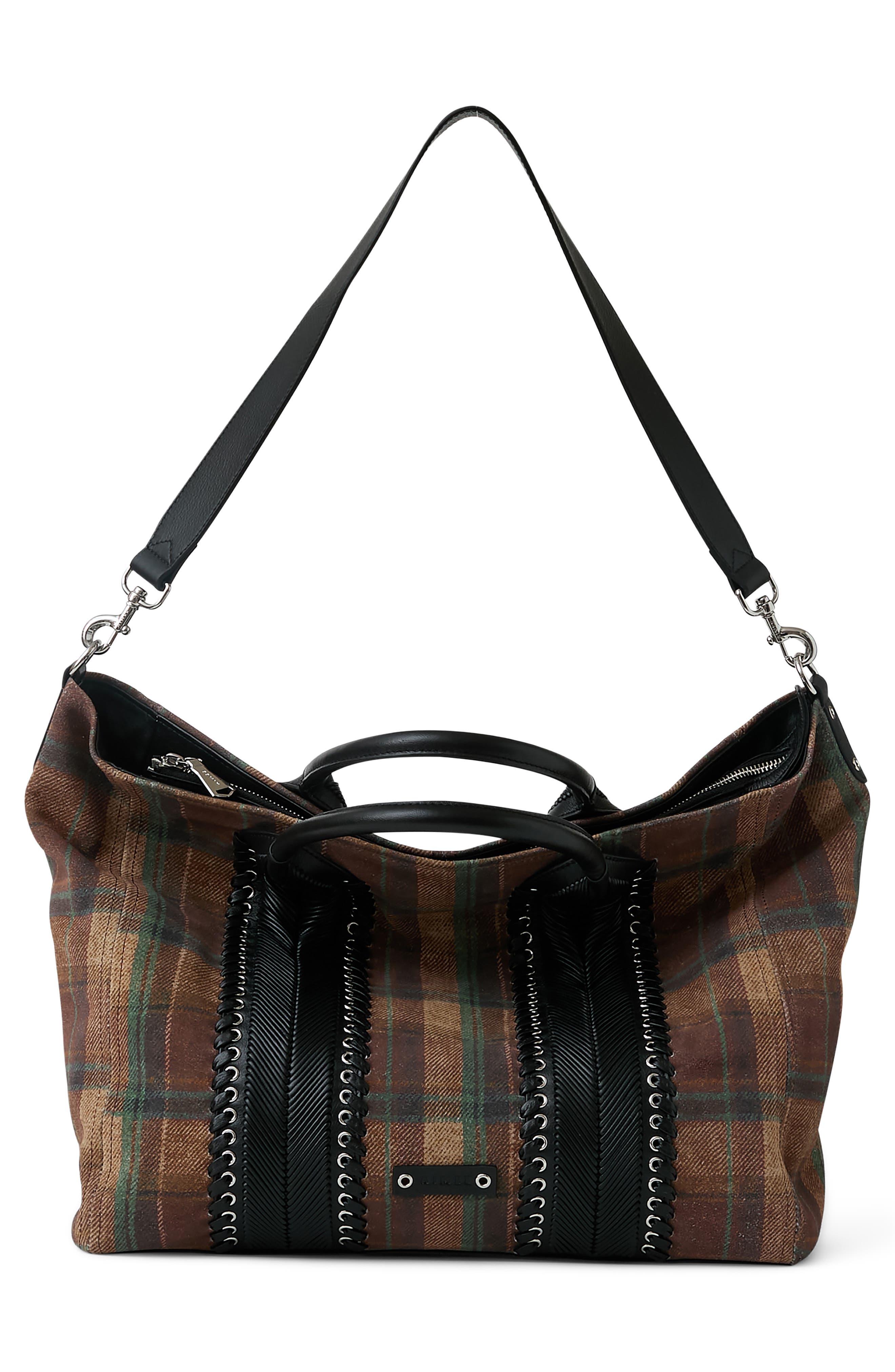 All For Love Leather Zip Top Tote, Alternate, color, MOTO PLAID