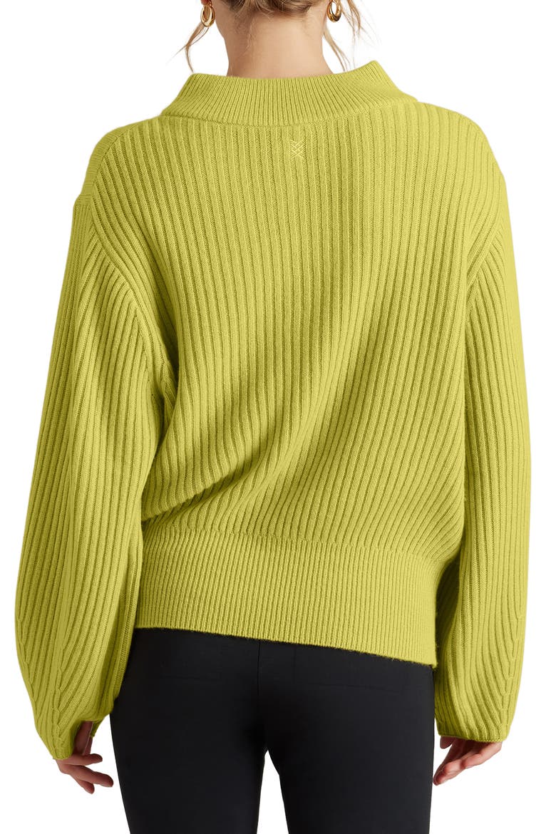 Mock Neck Cashmere & Wool Rib Sweater, Alternate, color, CHARTREUSE